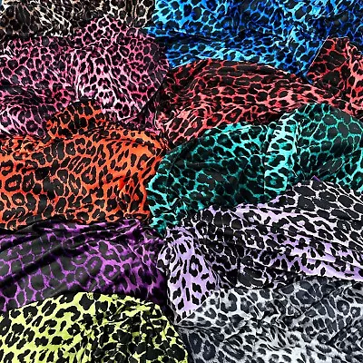 FS005 Animal Print Leopard Dress Jersey Stretch Scuba Velvet Fabric 9 Colours • £0.99