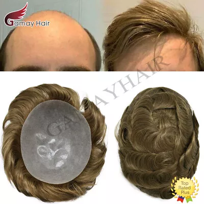 Full Poly Mens Toupee Hairpiece All Skin Pu Hair Replacement System Wig For Men • $169