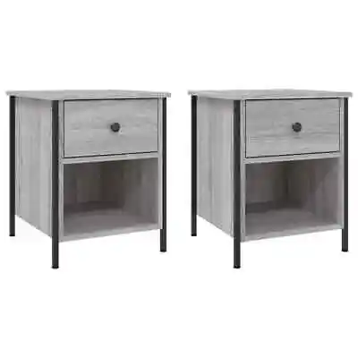 2x Bedside Tables Set Wooden Drawers Storage Side Shelf Cabinets Nightstand Grey • $103.96