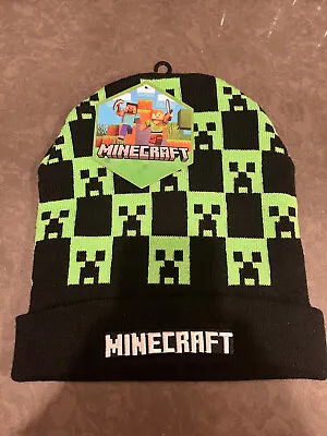 Minecraft Creeper Checkered Cuffed Beanie Hatblack/green New With TAGS • $15.99