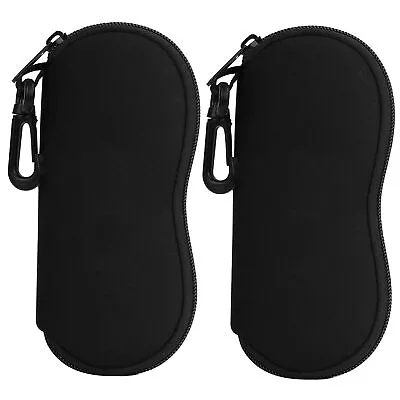Calabria Neoprene Zipper Soft Glasses Case Belt Clip Black 2 PACK Men Women Ultr • $10.62
