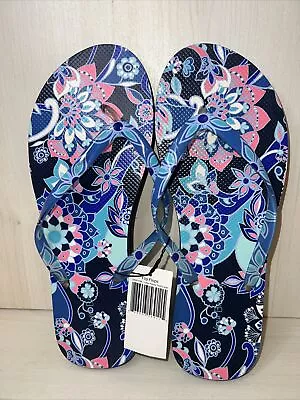 Vera Bradley LOTUS FLOWER SWIRL Flip Flops Size Large (10-11) NWT • $16.50