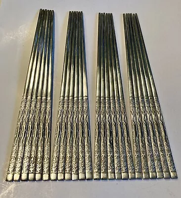 Lot Of 12 Sets Silver Metal Stainless Steel Vintage Asain Chopsticks 24 Count • $9.99