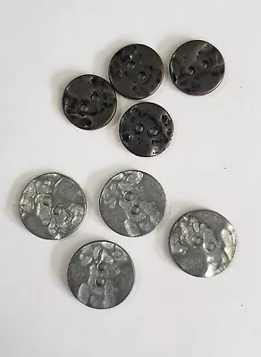 Eight VTG METAL BUTTONS 2-HOLE SEW THROUGH 4 Medium 4 Small NON-MAGNETIC • $9