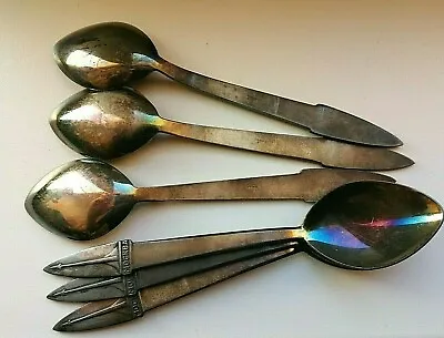 Vintage Space Age USSR  Set Of 6 Melchior Tea Spoons Original Box Rocke Moscow  • $120