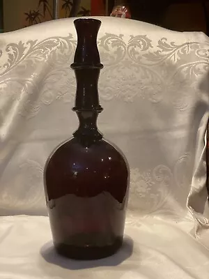 Vintage Mid-Century Empoli Purple Amethyst Italy Glass Genie Bottle Decanter 14  • $49