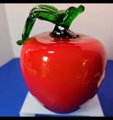 Vintage Retro Large Murano Inspired Art Glass Red Apple Paperweight Sculpture  • $19