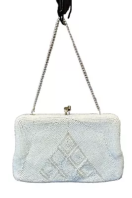 Vintage | White | Beaded | Purse | Chain | Japan • $18