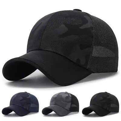 Men Women Military Army Camouflage Baseball Cap Tactical Snapback Hat Breathable • £8.95