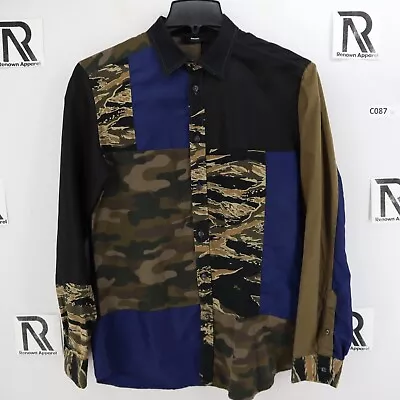 Mens Diesel Industry Designer Button Down Dress Shirt Size L Large Camo Patch • $28.02