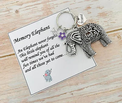 Memory Elephant Keyring Gift For Friend Mum Daughter Nana Teacher Birthday Gifts • £4.99