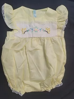 Vintage Girls Romper 18 Months  Yellow Cheruba Lace Flowers • $15