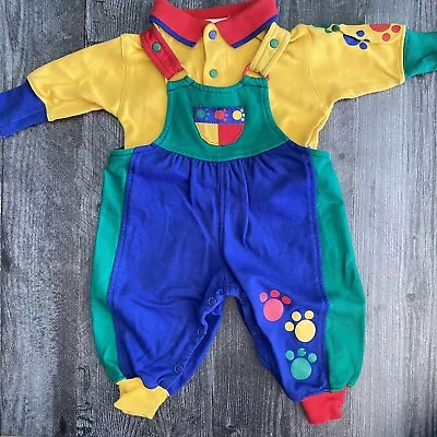 Baby Boy Clothes Vintage 90s Gymboree Primary Color Layette Color Block Outfit 3 • $35