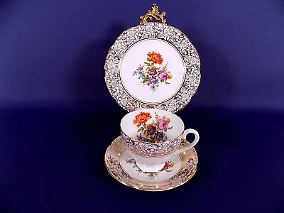 Collingwoods China Floral Gilded Trio Cup  Saucer & Plate • £18