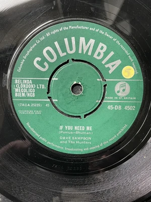 £4.99 • Buy Dave Sampson & Hunters If You Need Me UK 7” 45