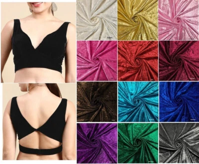 $29.62 • Buy Women's Velvet Saree Blouse Designer Stitched Bollywood Lehenga Choli Crop Top
