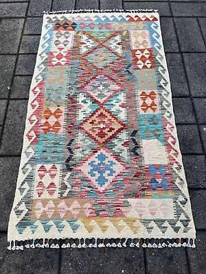 Hand Woven Afghan Wool Kilim Size: 168 X 95 Cm Flat Woven Handmade Floor Rug • $175