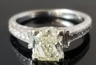 Stunning Fancy Light Yellow Diamond Solitaire 18k White Gold Ring/engagement • $2995