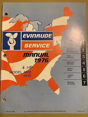 1976 Evinrude Outboard Motor Service Manual 4HP Model 4606 4636 • $12