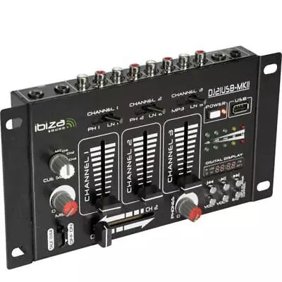 £45.99 • Buy Ibiza DJ21USB-MKII DJ Mixer USB Disco Crossfader 4 Channel Karaoke