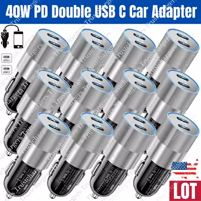 Dual Type C PD Fast 40W Car Charger Adapter Block For IPhone 15 14 8 Samsung Lot • $342.79