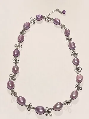 Designer Honora QVC 925 Sterling Silver Light Purple Pearl Necklace 16-18” Long • £35