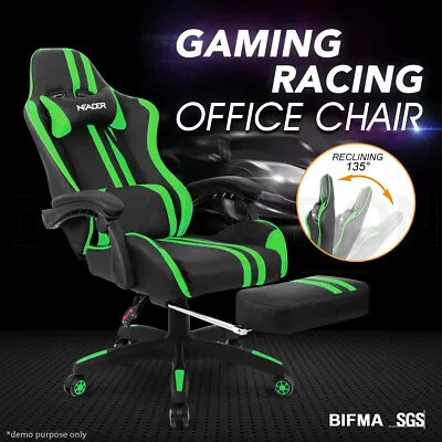 $179.95 • Buy PU Leather Ergonomic Gaming Racing Office Computer Chair With Footrest GR & BK