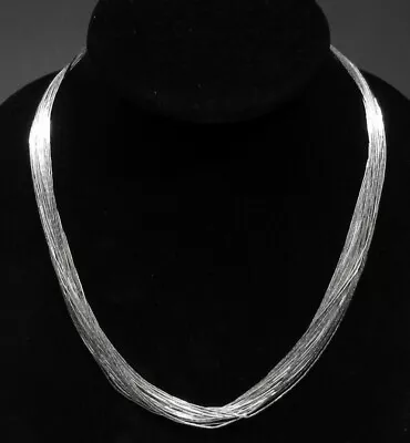 Big Vintage Signed Chee Navajo 30 Strands 925 Silver Liquid Silver Necklace 20  • $39