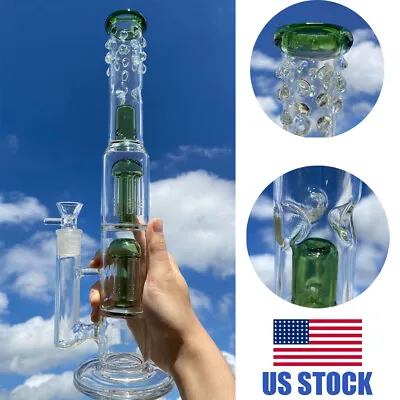 $34.19 • Buy 16  Green Hookah Heavy Glass Big Bong Water Smoking Pipe Bubbler W/ 18mm Bowl US