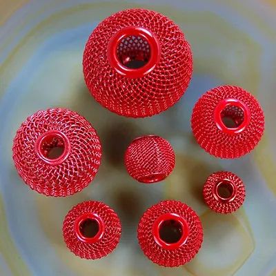 Red Findings Craft Spacer Mesh Round Beads 30252018161412mm Pick • $3.48