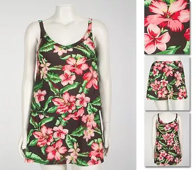 NEW!  Zaftique 2-PC  ALOHA Tank Swimsuit  0Z 1Z / 14 16 / L XL 1X   • $42.99