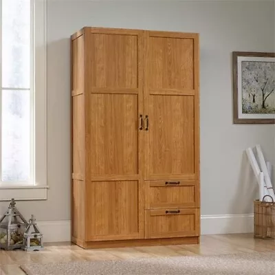 Armoire Wardrobe Storage Cabinet Oak Wood Tall XL Doors Shelves Drawers Bedroom • $405.88