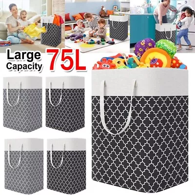 75l Folding Collapsible Laundry Basket Cloth Washing Space Saving Pop Up Bin Bag • £7.49