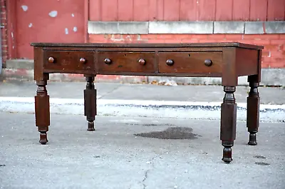 Antique Butcher Kitchen Table Island Apothecary Drawer Wood Legs Dining Library • $2500