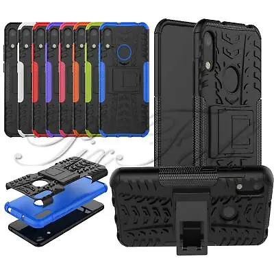 For Huawei Y6 2019 New Black Blue Red Shock Proof Builder Stand Phone Case Cover • £3.95