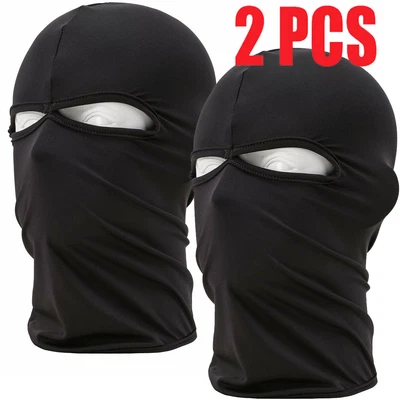 $9.98 • Buy Two Hole Tactical Balaclava Full Face Mask Motorcycle Hood Ski Mask Black 2PCS