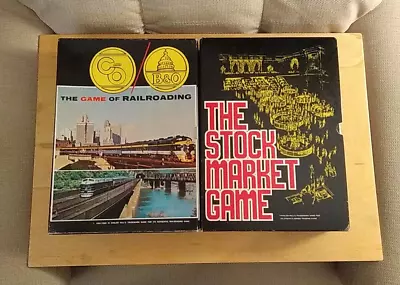 2 Bookcase Games Vintage The Game Of Railroading And The Stock Market Game. • $24.99