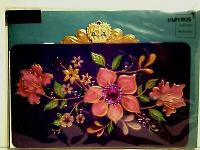 Papyrus Zang Toi Blank Card Flowers Foil Gems Crown Layered HTF Older Design • $19.99