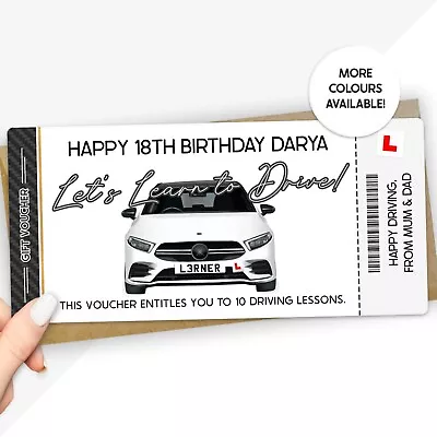 Personalised Driving Lessons Gift Voucher For 17th 18th 21st Birthday Present • £3.99