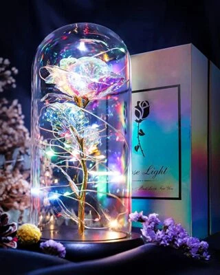 $25.25 • Buy LED Rose Flower In Glass Light Forever Wedding Valentine's Day Romantic Gift NEW