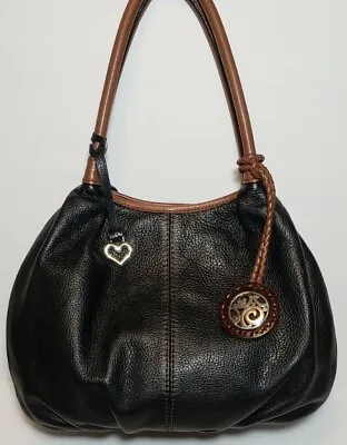 Brighton London Groove Medallion Tatum Pebbled Leather Shoulder Handbag  Mrp$280 • $165