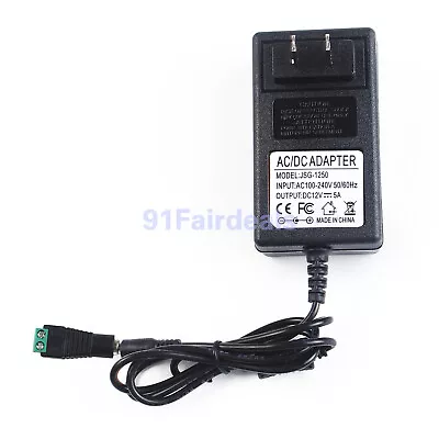 NEW AC 100-240V To DC 12V 5A Power Supply Adapter Plug Charger JSG-1250 Ship@USA • $8.68