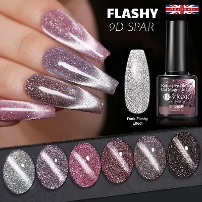 £4.99 • Buy Reflective 9D Spar Nail Gel Polish Varnish Diamond Glitter Flash Flashy Cat Eye