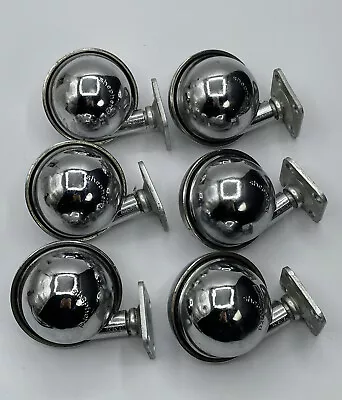 Set Of 6 Shepherd Vintage Mid-Century Heavy Duty Silver 3” Swivel Casters MCM • $54.61