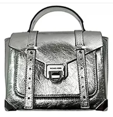 Mew Michael Kors Manhattan Medium Silver Leather Top Handle School Satchel Bag • $169.99