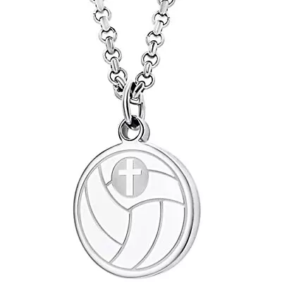Volleyball Necklace With Inspiring Bible Quote – Proverbs 29:25 Silver Cross ... • $33.53