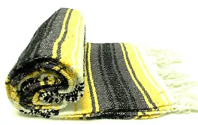 MEXICAN BLANKET TRADITIONAL Soft - Yellow - 4' X 6' Yoga Mat Southwest Fiesta • $17.99