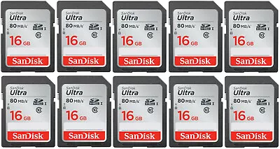 10 X SanDisk Ultra 16GB Class 10 80MB/s SD SDHC SDSDUNC-016G Camera Card • $66.85