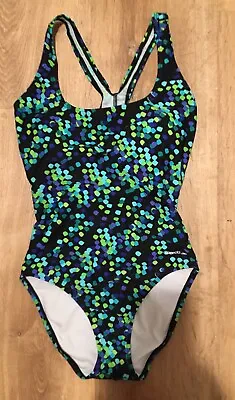 $9.30 • Buy SPEEDO Swimsuit Women’s Size 6 Racer Back One-Piece Black Blue Green Print
