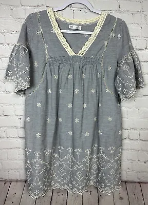 ZARA TRF COLLECTION Tunic Overall Shirt Short Dress Eyelet Cutouts Lace Sz S • $21.14